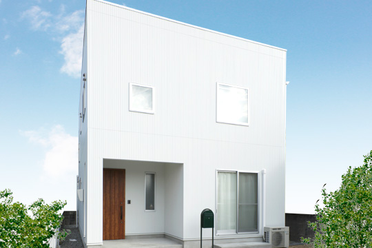 白と茶を基調としたシンプルモダンな家