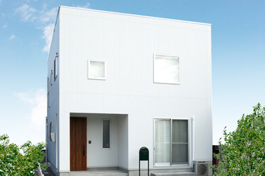 白と茶を基調としたシンプルモダンな家 外観2