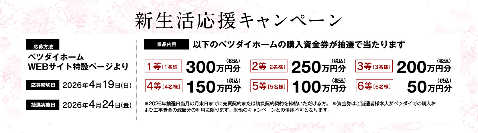 ベツダイホーム新生活応援キャンペーン