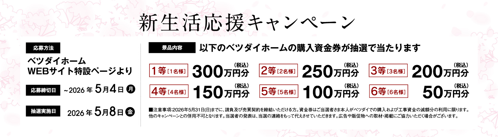 新生活応援キャンペーン開催中！購入資金が抽選で当たるチャンス！
