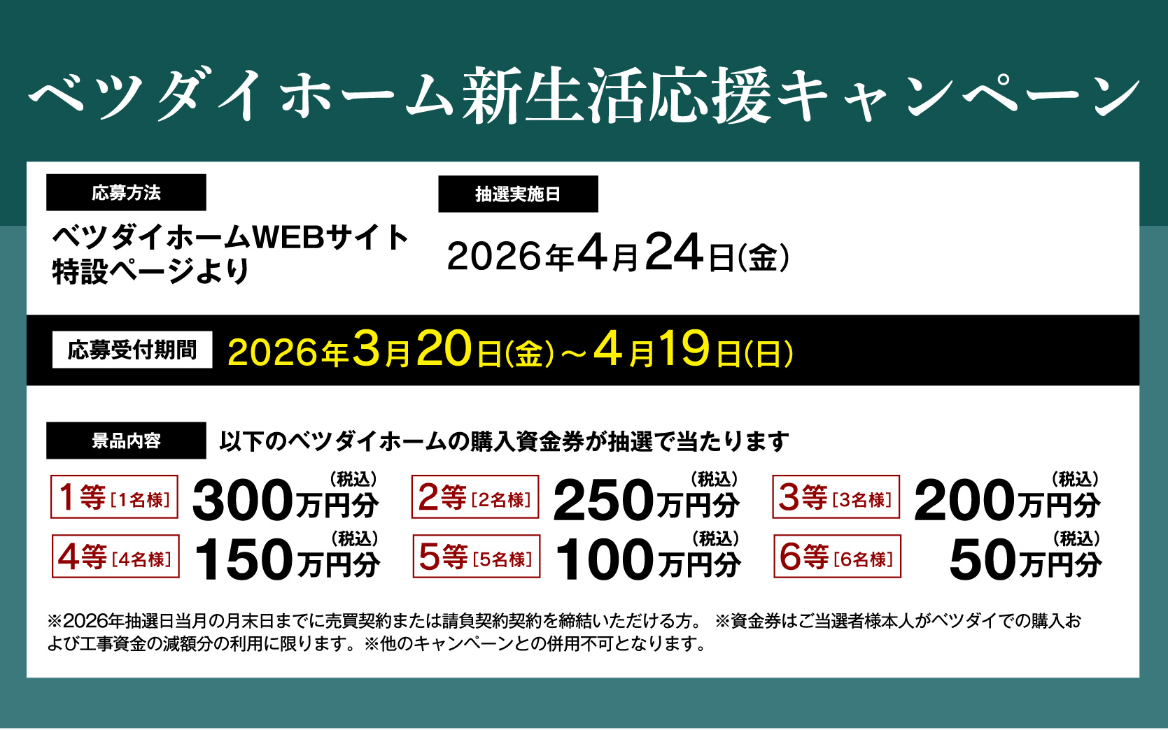 ベツダイホーム新生活応援キャンペーン